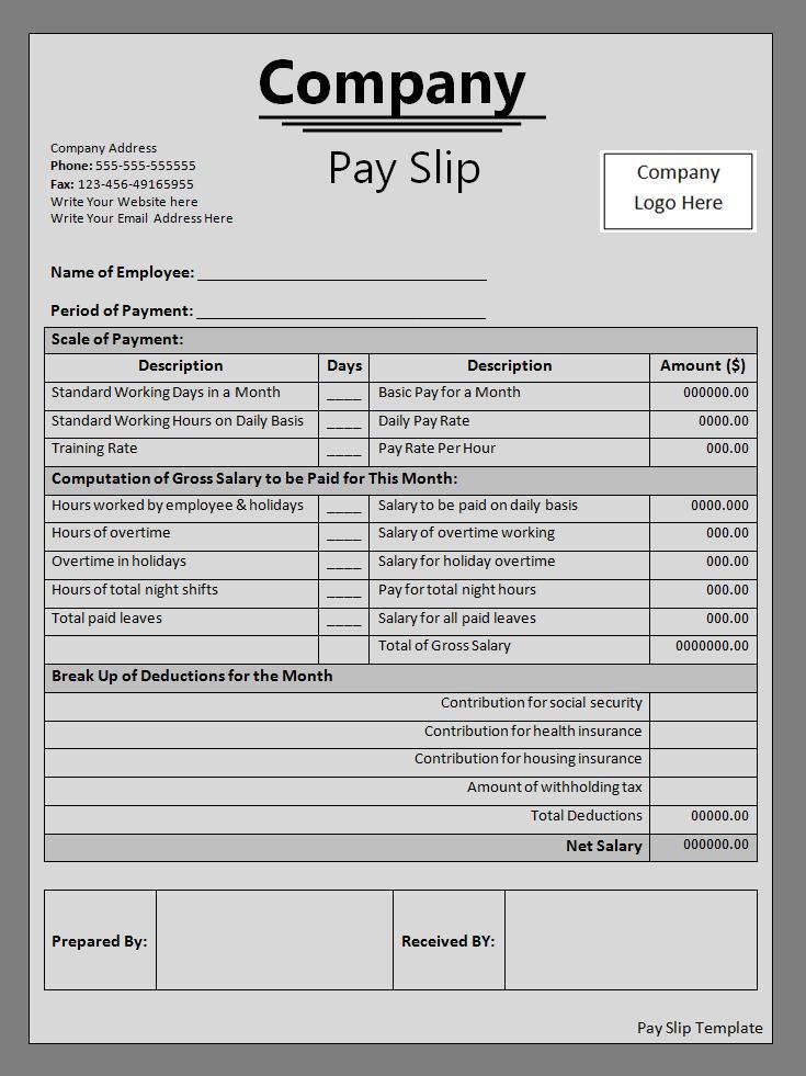 Payslip Template Free Download